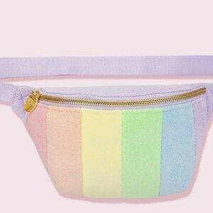 Stoney Clover Lane Pastel Rainbow Stripe Crossbody with Lilac Strap NWT